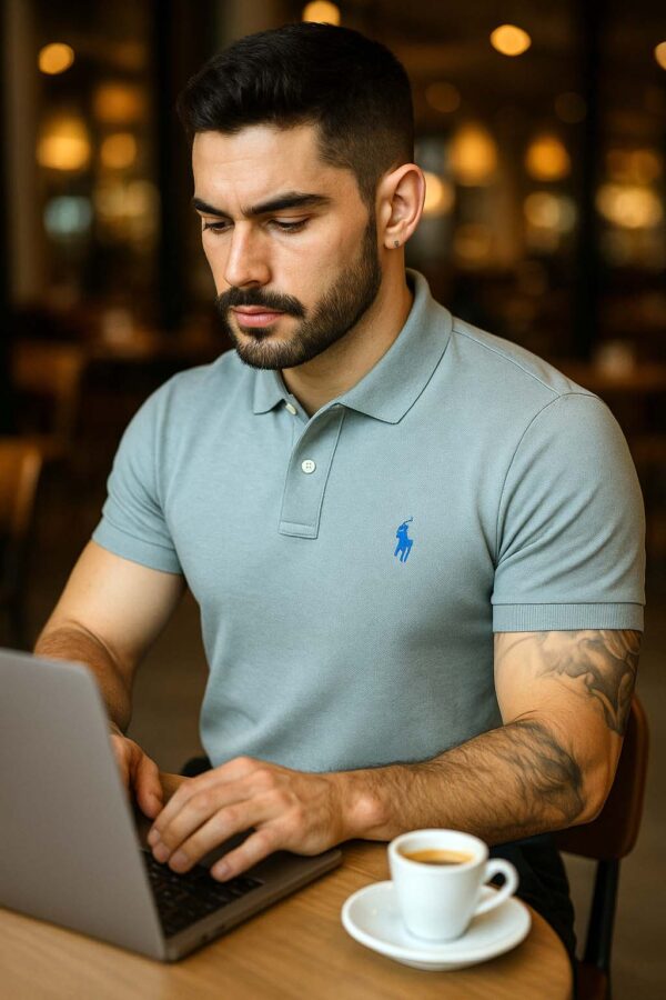 Camisa Polo Ralph Lauren Cinza Pacific - Imagem 5